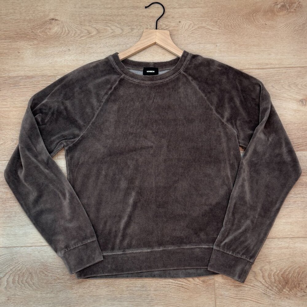 Monrow Velour Crewneck Sweatshirt Vintage Brown Size Large